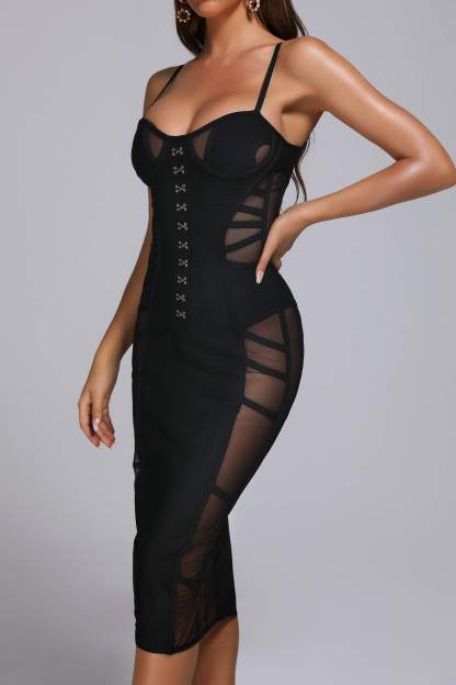 Black Mesh Mini Bandage Dress | Mix Mix Style [Hot Seller]-Mix MIx Style