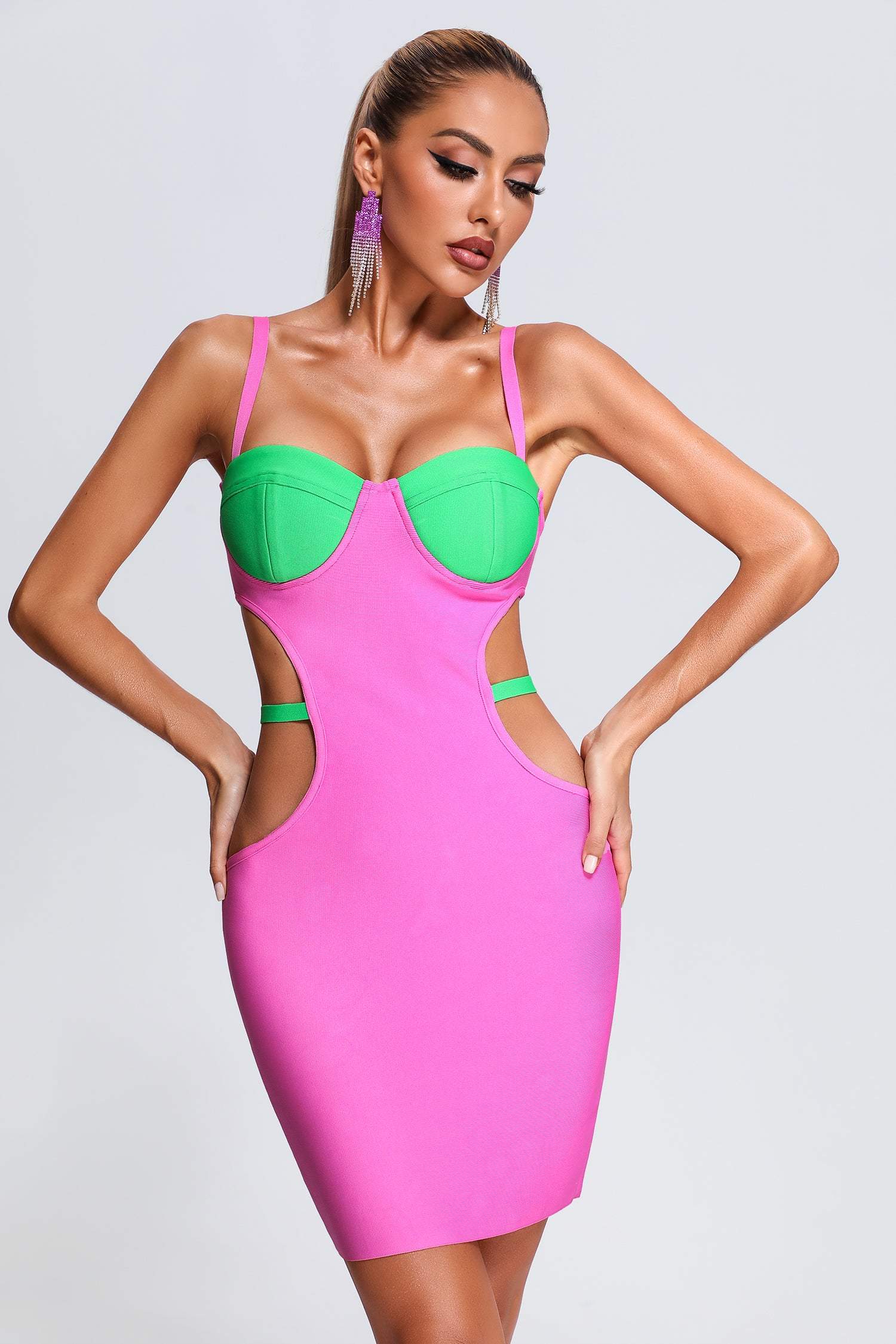 Fern Cutout Mini Bandage Dress | Mix Mix Style [Hot Seller]-Mix MIx Style