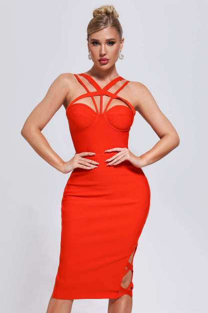Cutout Mini Bandage Dress in Red-Mix MIx Style