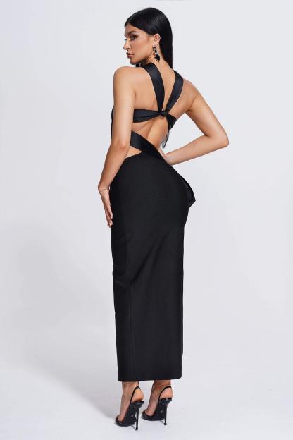 Black Cutout Midi Bandage Dress | Mix Mix Style [Hot Seller]-Mix MIx Style