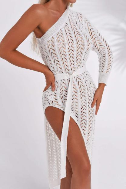 Maylene One Shoulder Slit Midi Dress-Mix MIx Style