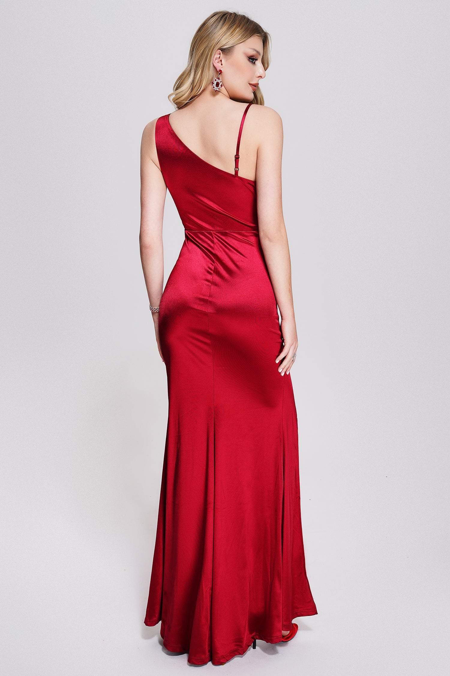 Zore Satin Cutout Maxi Dress in Red-Mix MIx Style