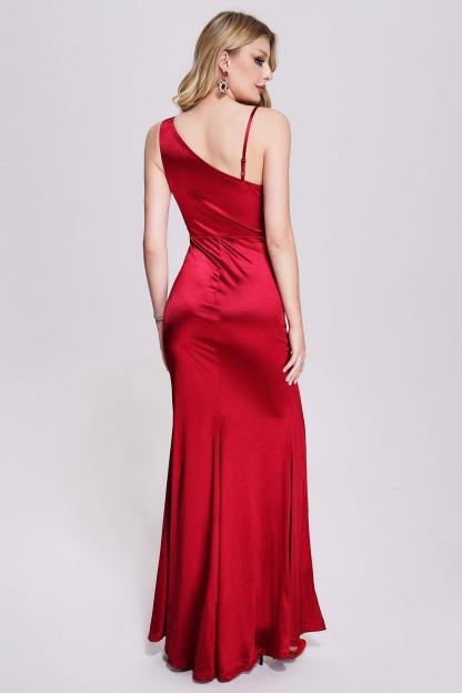 Zore Satin Cutout Maxi Dress in Red-Mix MIx Style