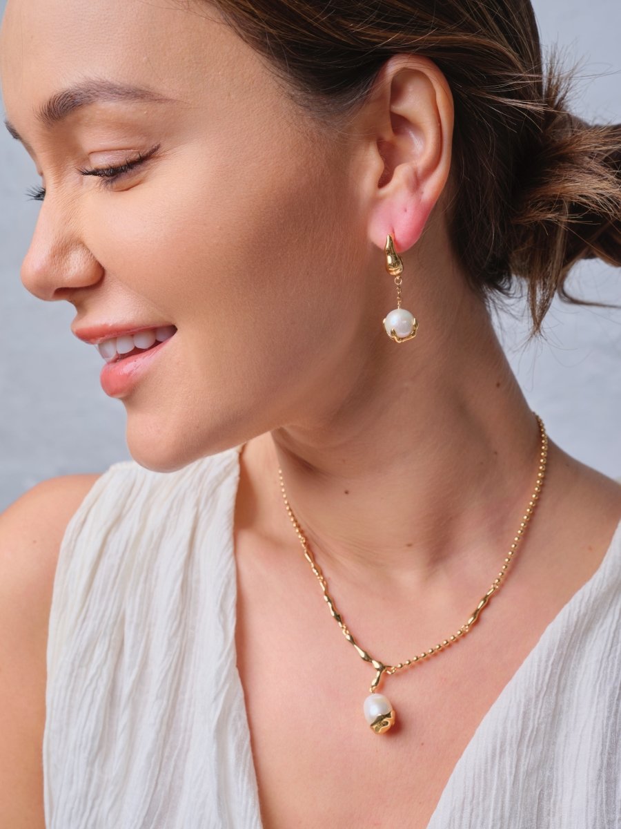 Akoya Pearl Pendant Sterling Silver Earrings | Mix Mix Style [Hot Seller]-Mix MIx Style