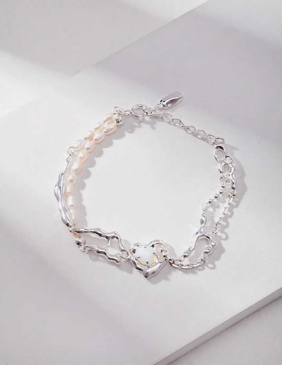 Love Heart Opal Bracelet Sterling Silver Bracelet | Mix Mix Style [Hot Seller]-Mix MIx Style