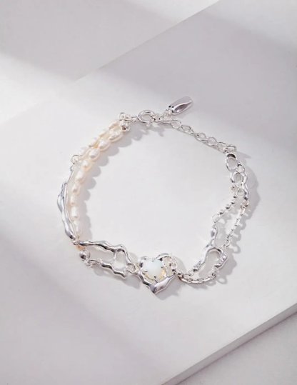 Love Heart Opal Bracelet Sterling Silver Bracelet | Mix Mix Style [Hot Seller]-Mix MIx Style