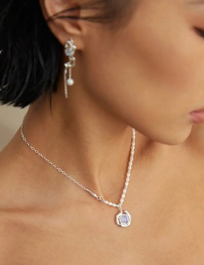Opal s925 Sterling Silver Necklace Akoya Pearl | Mix Mix Style [Hot Seller]-Mix MIx Style