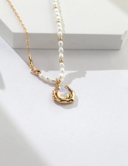 Opal s925 Sterling Silver Necklace Akoya Pearl | Mix Mix Style [Hot Seller]-Mix MIx Style