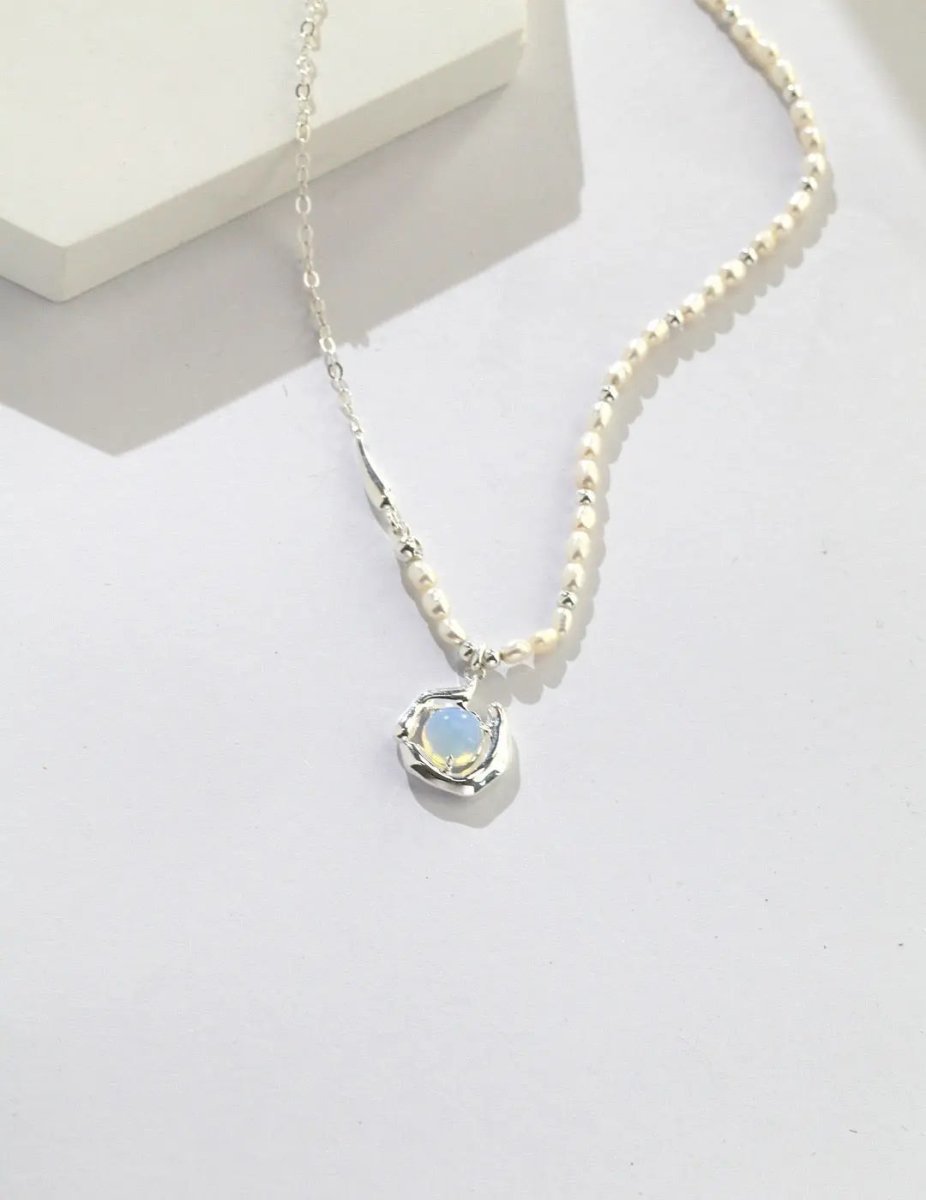 Opal s925 Sterling Silver Necklace Akoya Pearl | Mix Mix Style [Hot Seller]-Mix MIx Style