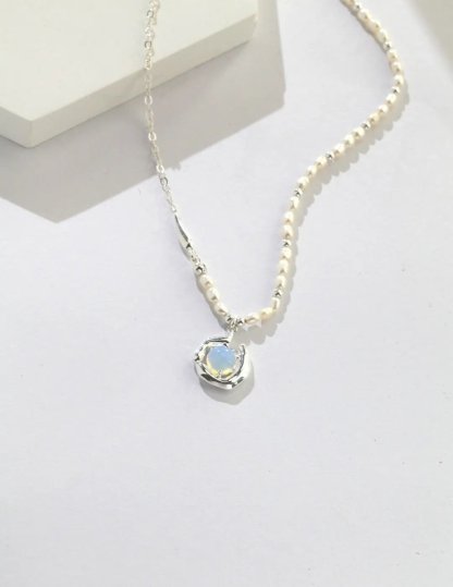 Opal s925 Sterling Silver Necklace Akoya Pearl | Mix Mix Style [Hot Seller]-Mix MIx Style