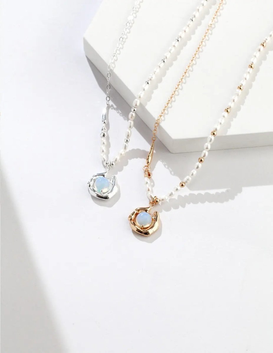 Opal s925 Sterling Silver Necklace Akoya Pearl | Mix Mix Style [Hot Seller]-Mix MIx Style