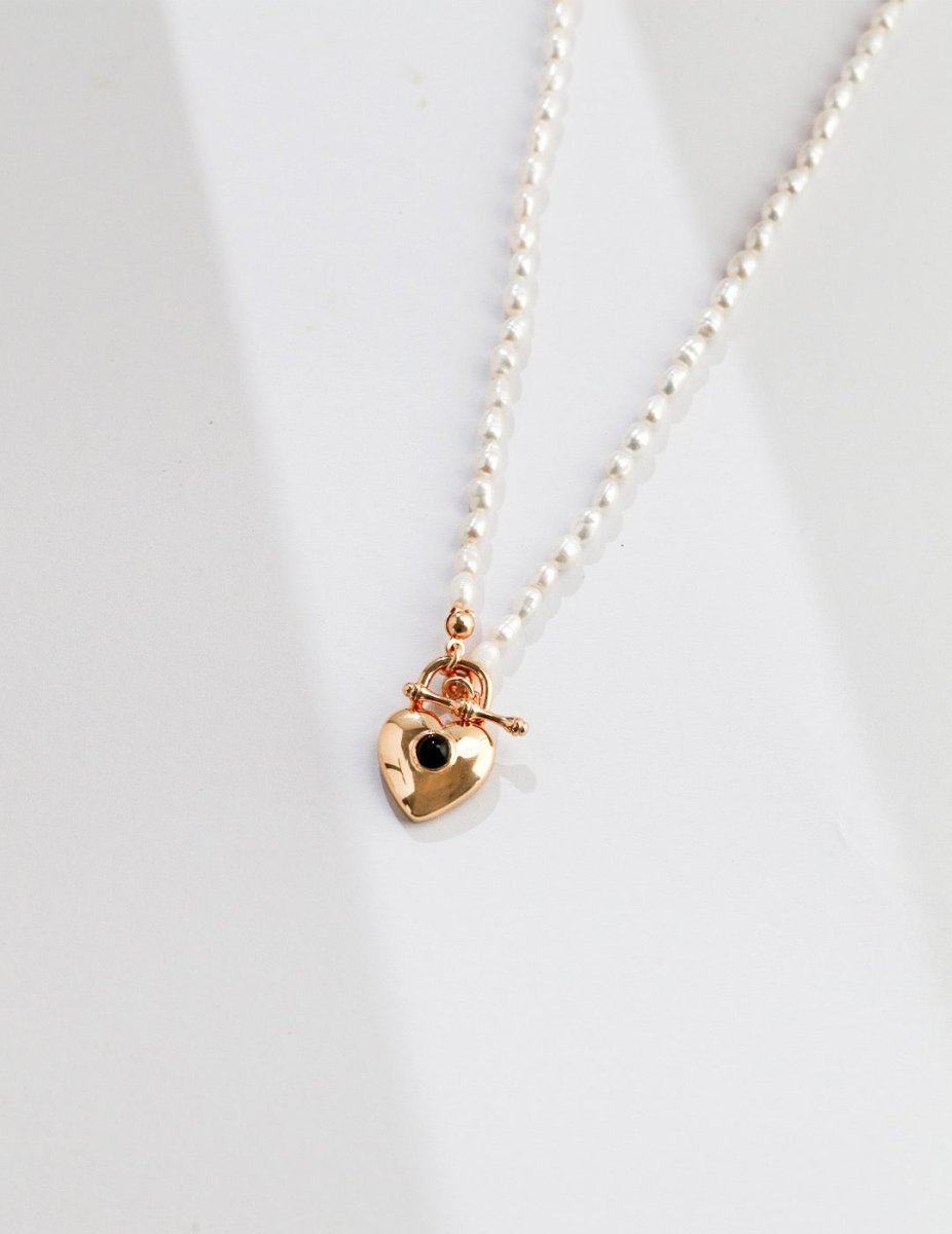 Love Heart Lock Akoya Pearl Sterling Silver Necklace | Mix Mix Style [Hot Seller]-Mix MIx Style
