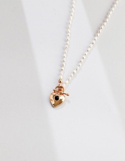 Love Heart Lock Akoya Pearl Sterling Silver Necklace | Mix Mix Style [Hot Seller]-Mix MIx Style
