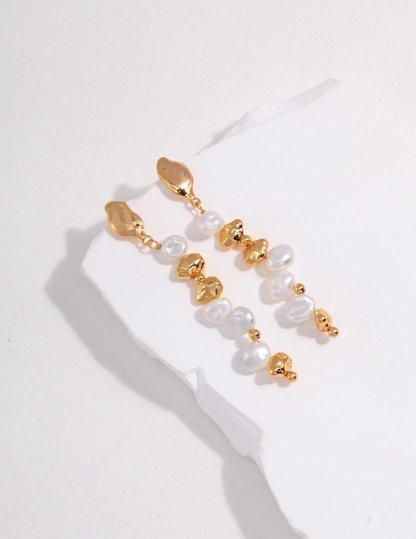 Irregular Akoya Pearl Drop and s925 Silver Bead Earrings | Mix Mix Style [Hot Seller]-Mix MIx Style