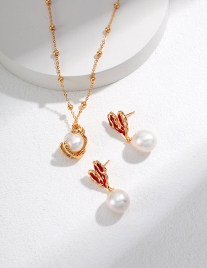 Love Heart Akoya Pearl Earrings Cute Earrings | Mix Mix Style [Hot Seller]-Mix MIx Style