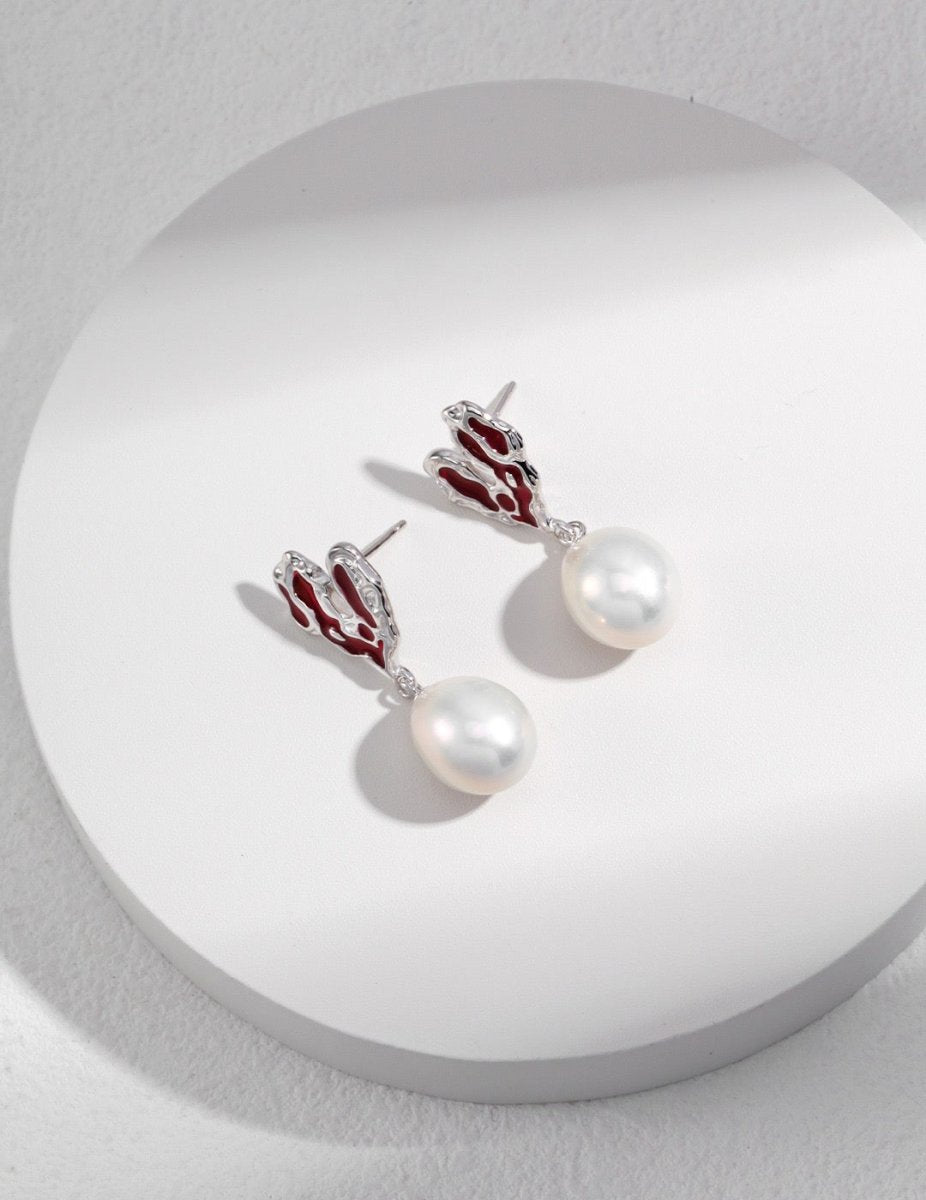 Love Heart Akoya Pearl Earrings Cute Earrings | Mix Mix Style [Hot Seller]-Mix MIx Style