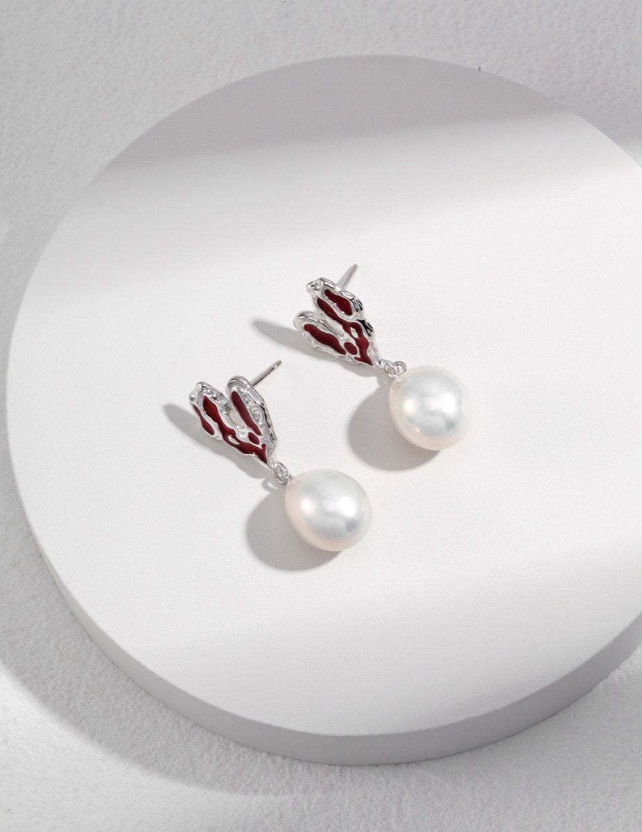 Love Heart Akoya Pearl Earrings Cute Earrings | Mix Mix Style [Hot Seller]-Mix MIx Style
