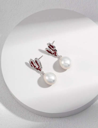 Love Heart Akoya Pearl Earrings Cute Earrings | Mix Mix Style [Hot Seller]-Mix MIx Style