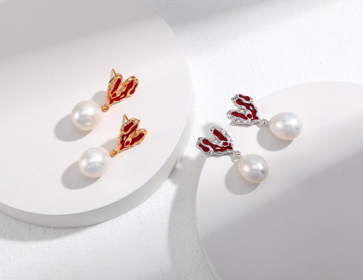 Love Heart Akoya Pearl Earrings Cute Earrings | Mix Mix Style [Hot Seller]-Mix MIx Style