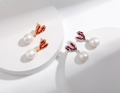 Love Heart Akoya Pearl Earrings Cute Earrings | Mix Mix Style [Hot Seller]-Mix MIx Style