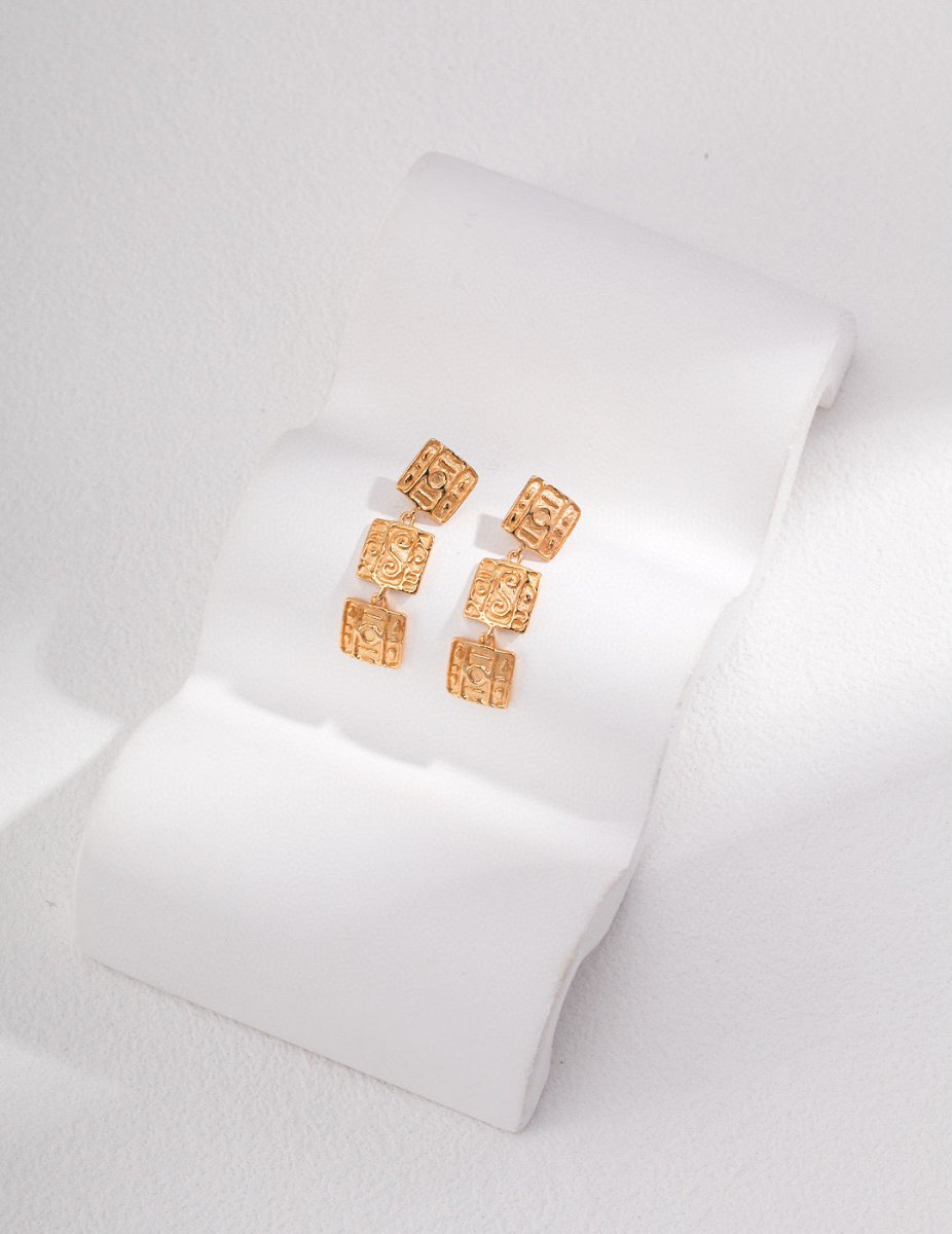 Minimalist Style Triple Square Sterling Silver Drop Earrings | Mix Mix Style [Hot Seller]-Mix MIx Style