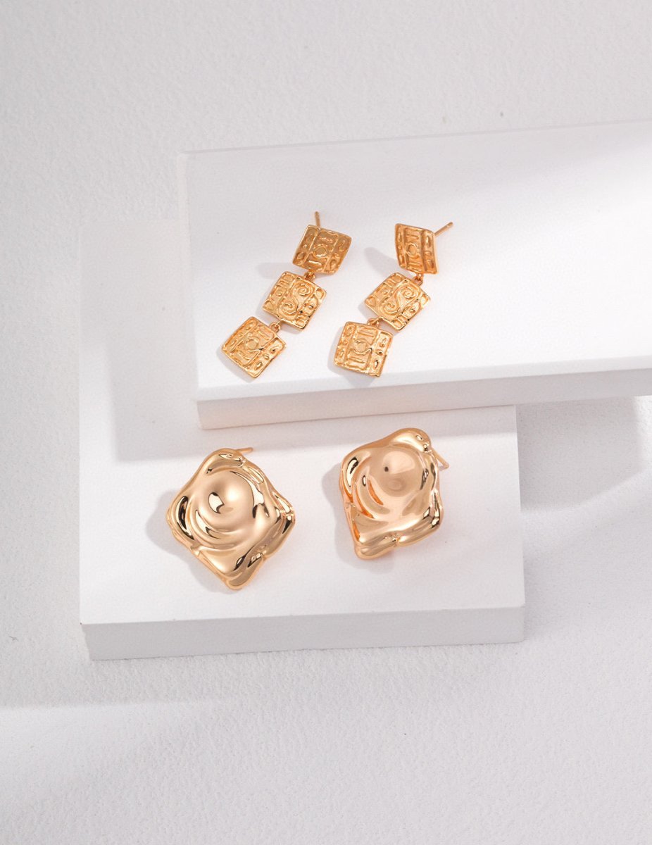 Minimalist Style Triple Square Sterling Silver Drop Earrings | Mix Mix Style [Hot Seller]-Mix MIx Style