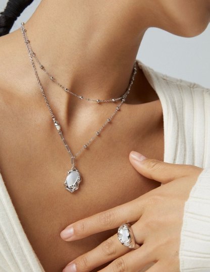 Mother of Pearl s925 Sterling Silver Chain Necklaces | Mix Mix Style-Mix MIx Style