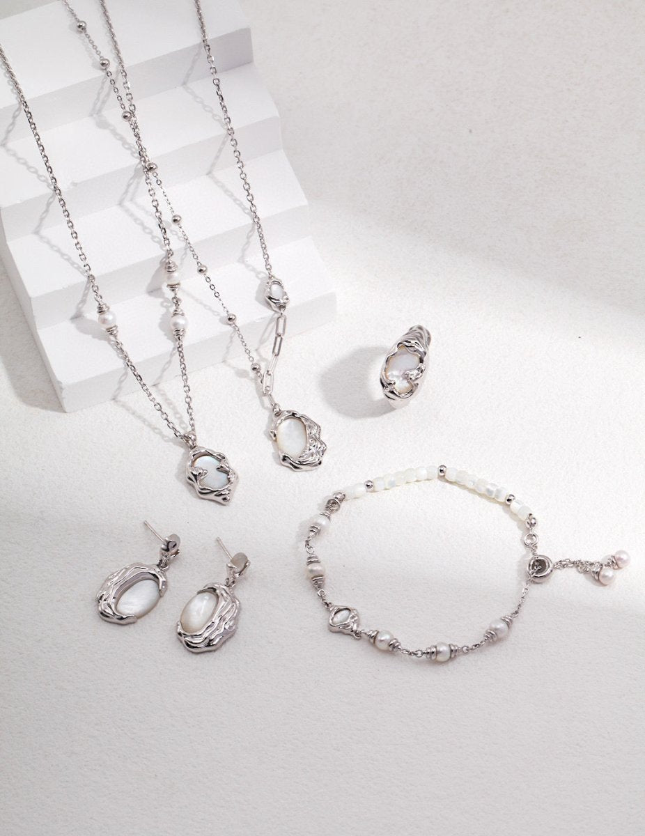 Mother of Pearl s925 Sterling Silver Chain Necklaces | Mix Mix Style-Mix MIx Style