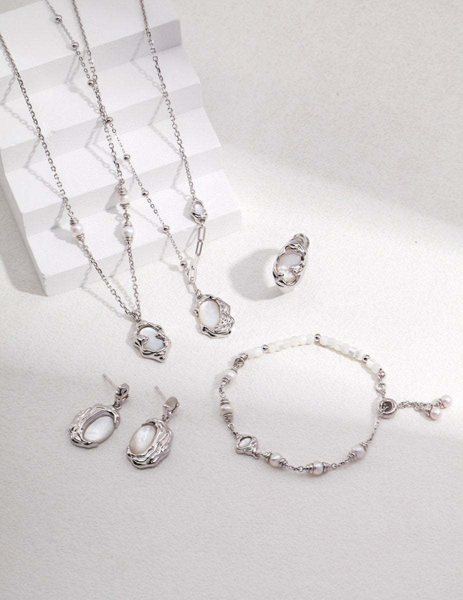 Mother of Pearl s925 Sterling Silver Chain Necklaces | Mix Mix Style-Mix MIx Style