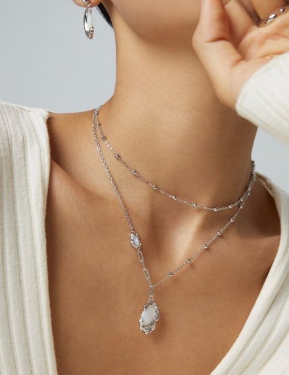 Mother of Pearl s925 Sterling Silver Chain Necklaces | Mix Mix Style-Mix MIx Style
