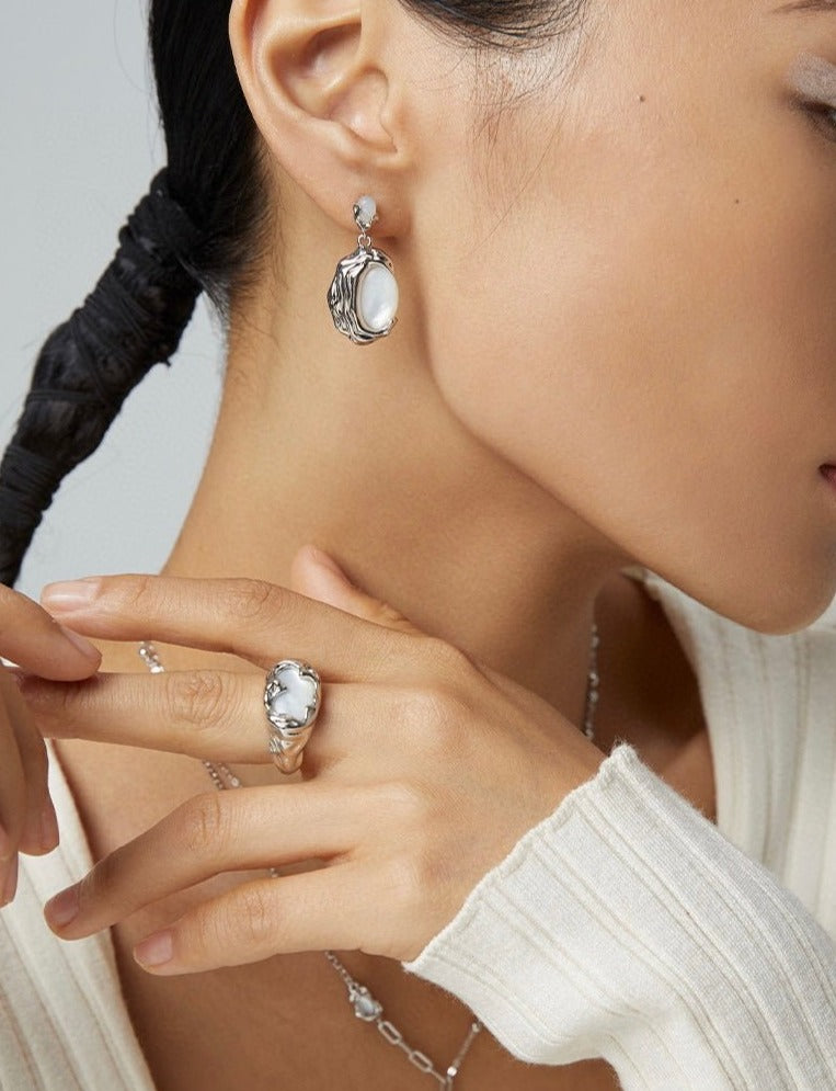 Mother Of Pearl Sterling Silver Earrings | Mix Mix Style-Mix MIx Style