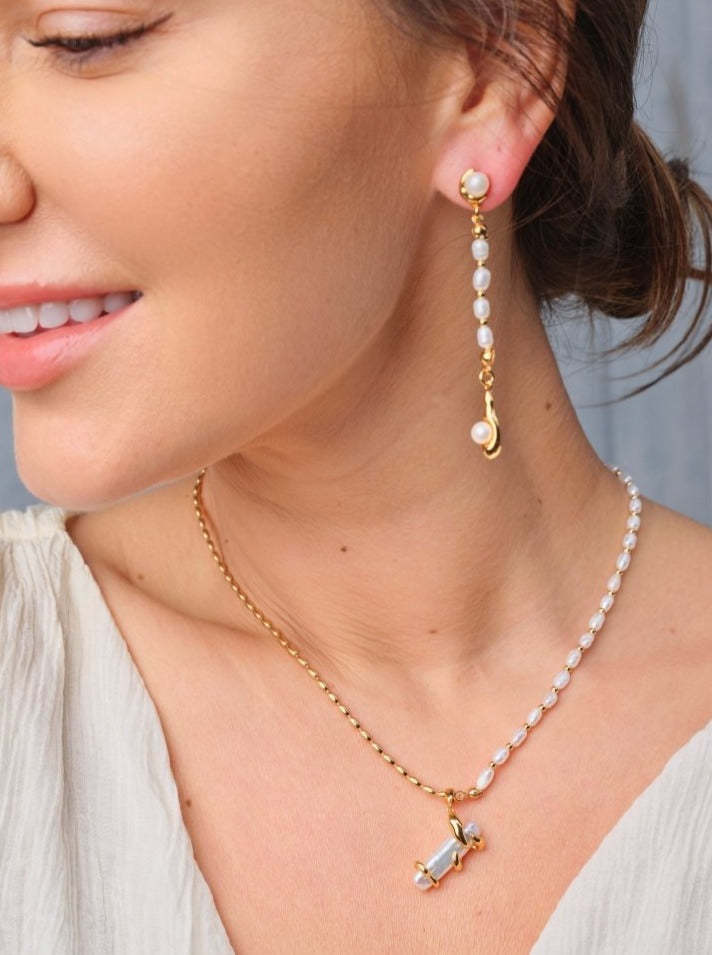 Long Akoya Pearl Drop s925 Sterling Silver Earrings | Mix Mix Style-Mix MIx Style