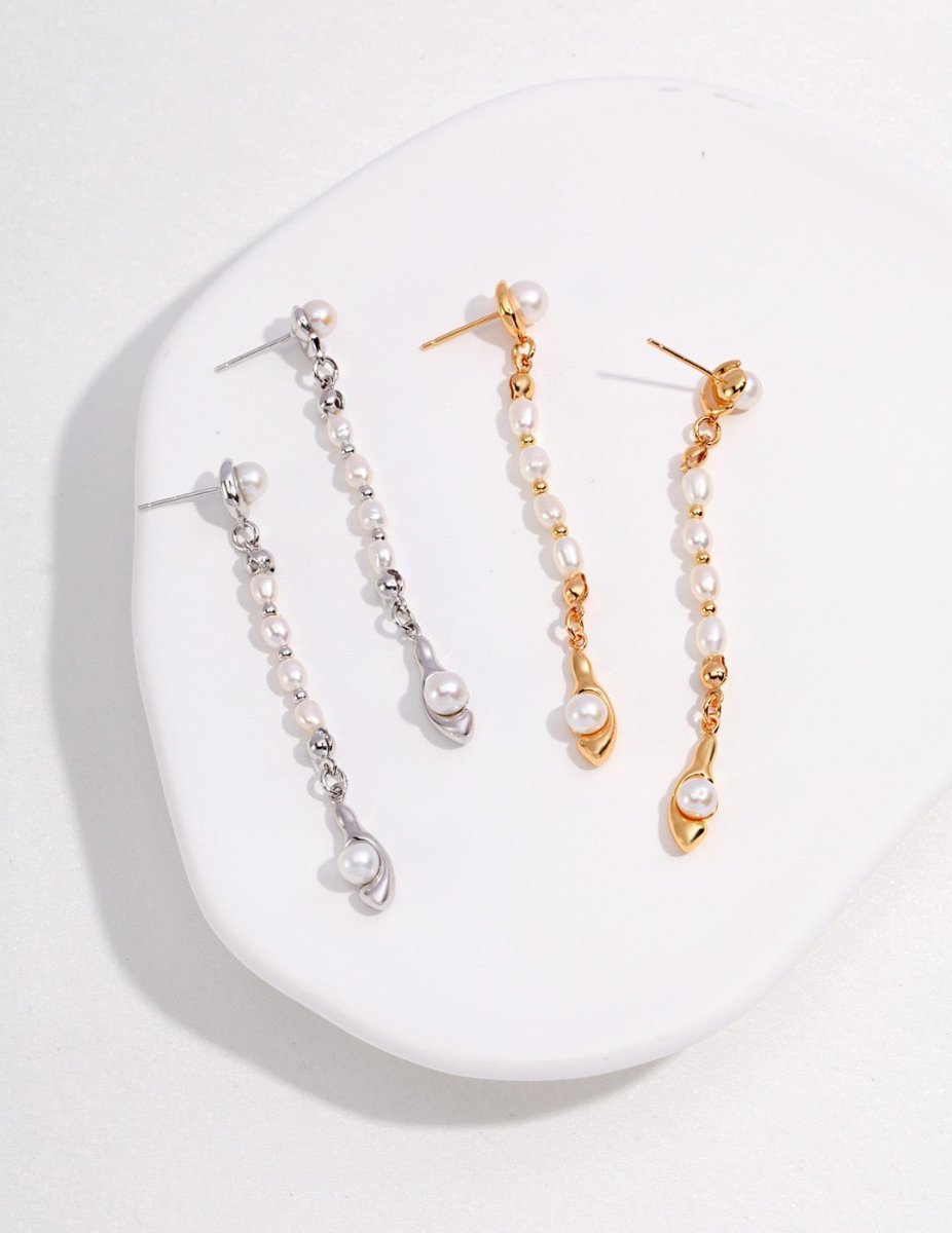 Long Akoya Pearl Drop s925 Sterling Silver Earrings | Mix Mix Style-Mix MIx Style