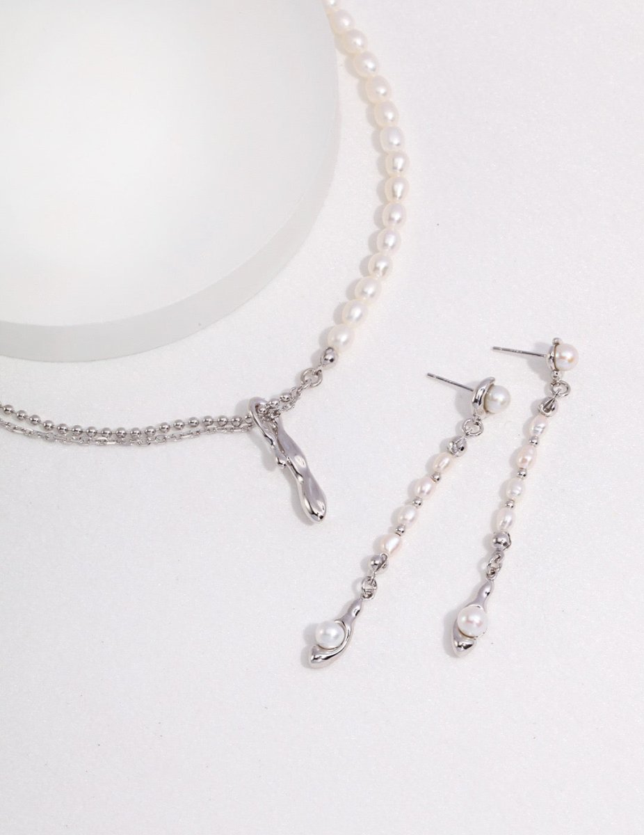 Long Akoya Pearl Drop s925 Sterling Silver Earrings | Mix Mix Style-Mix MIx Style