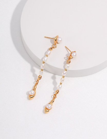 Long Akoya Pearl Drop s925 Sterling Silver Earrings | Mix Mix Style-Mix MIx Style