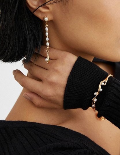 Sterling Silver and Freshwater Pearl Bangle Bracelet | Mix Mix Style-Mix MIx Style