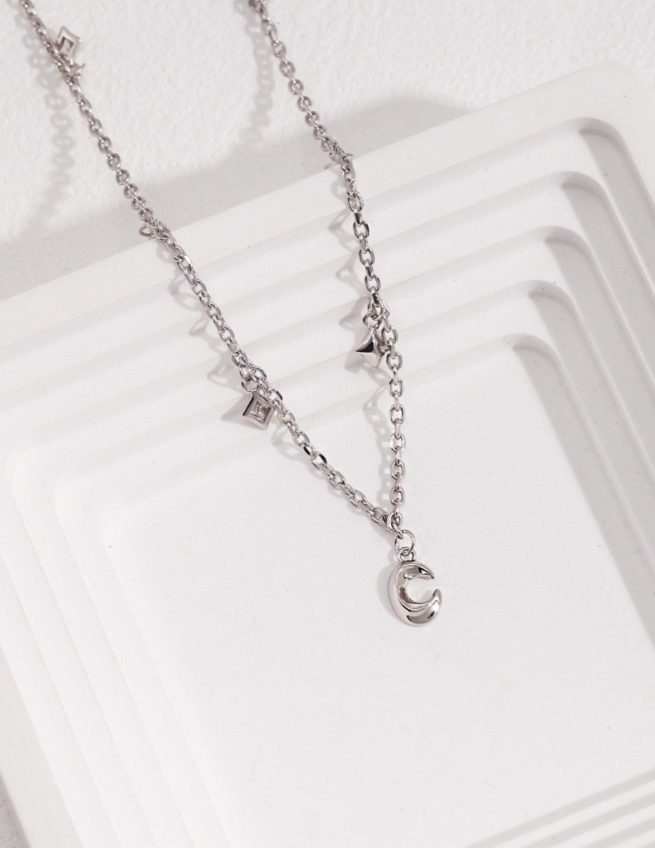 Moon and Star Sterling Silver Necklace | Mix Mix Style-Mix MIx Style