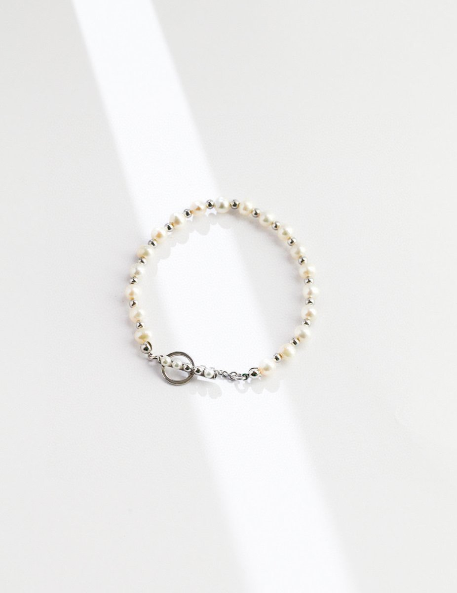 Akoya Pearl and Sterling Silver Bead Bracelet | Mix Mix Style
