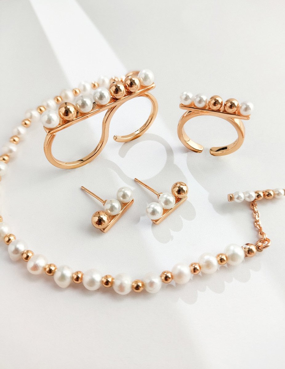 Akoya Pearl and Sterling Silver Bead Bracelet | Mix Mix Style