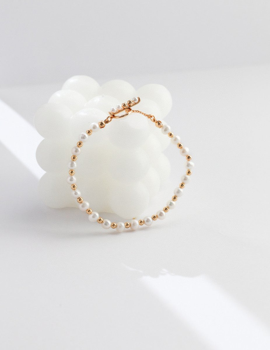 Akoya Pearl and Sterling Silver Bead Bracelet | Mix Mix Style