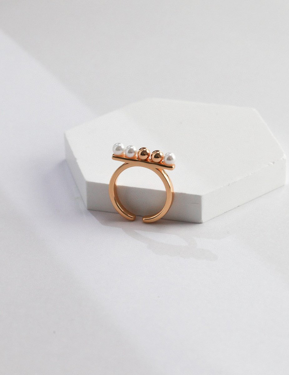 Akoya Pearl and Sterling Silver Bead Rings | Mix Mix Style-Mix MIx Style