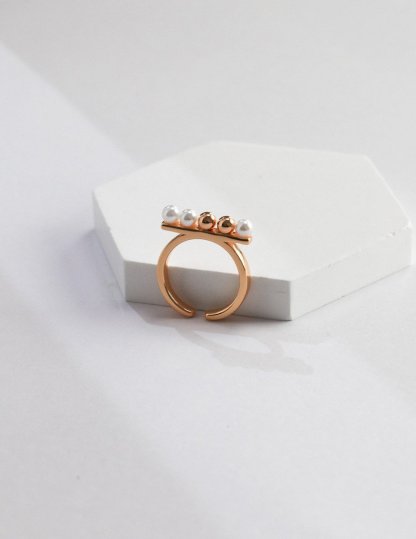 Akoya Pearl and Sterling Silver Bead Rings | Mix Mix Style-Mix MIx Style