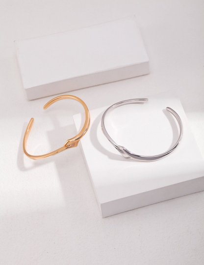 Minimalist Sterling Silver Bangles Adjustable Bracelet | Mix Mix Style-Mix MIx Style