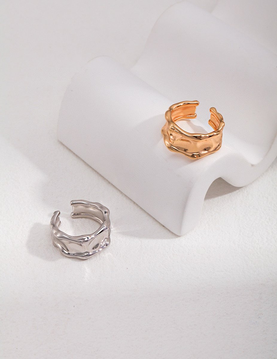 Irregular Sterling Silver Wide Band Open Adjustable Ring | Mix Mix Style [Hot Seller]-Mix MIx Style