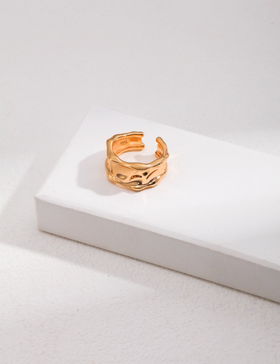 Irregular Sterling Silver Wide Band Open Adjustable Ring | Mix Mix Style [Hot Seller]-Mix MIx Style