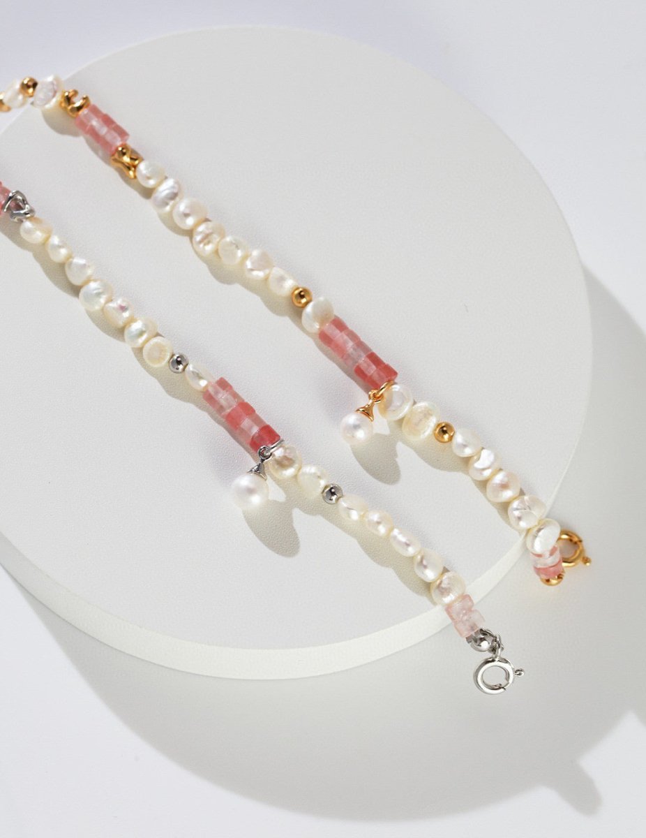 Akoya Pearl and Pink Gemstone Bracelet | Mix Mix Style-Mix MIx Style
