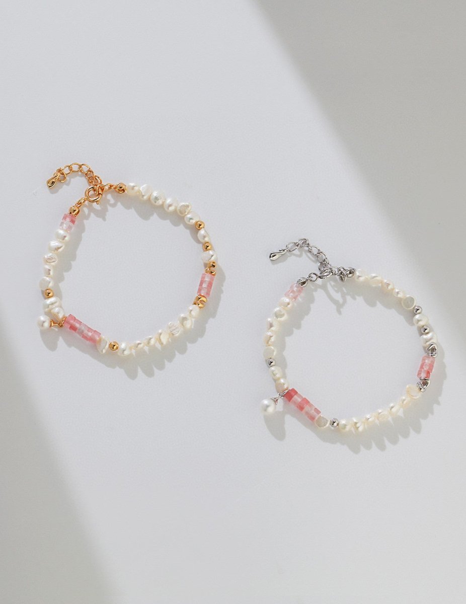 Akoya Pearl and Pink Gemstone Bracelet | Mix Mix Style-Mix MIx Style