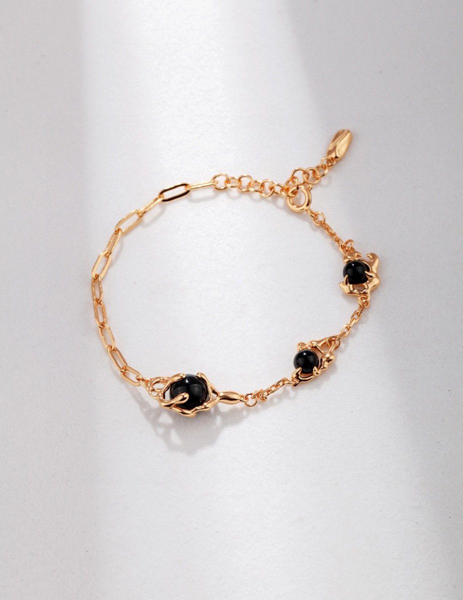 s925 Sterling Silver and Black Gemstone Bracelet | Mix Mix Style-Mix MIx Style