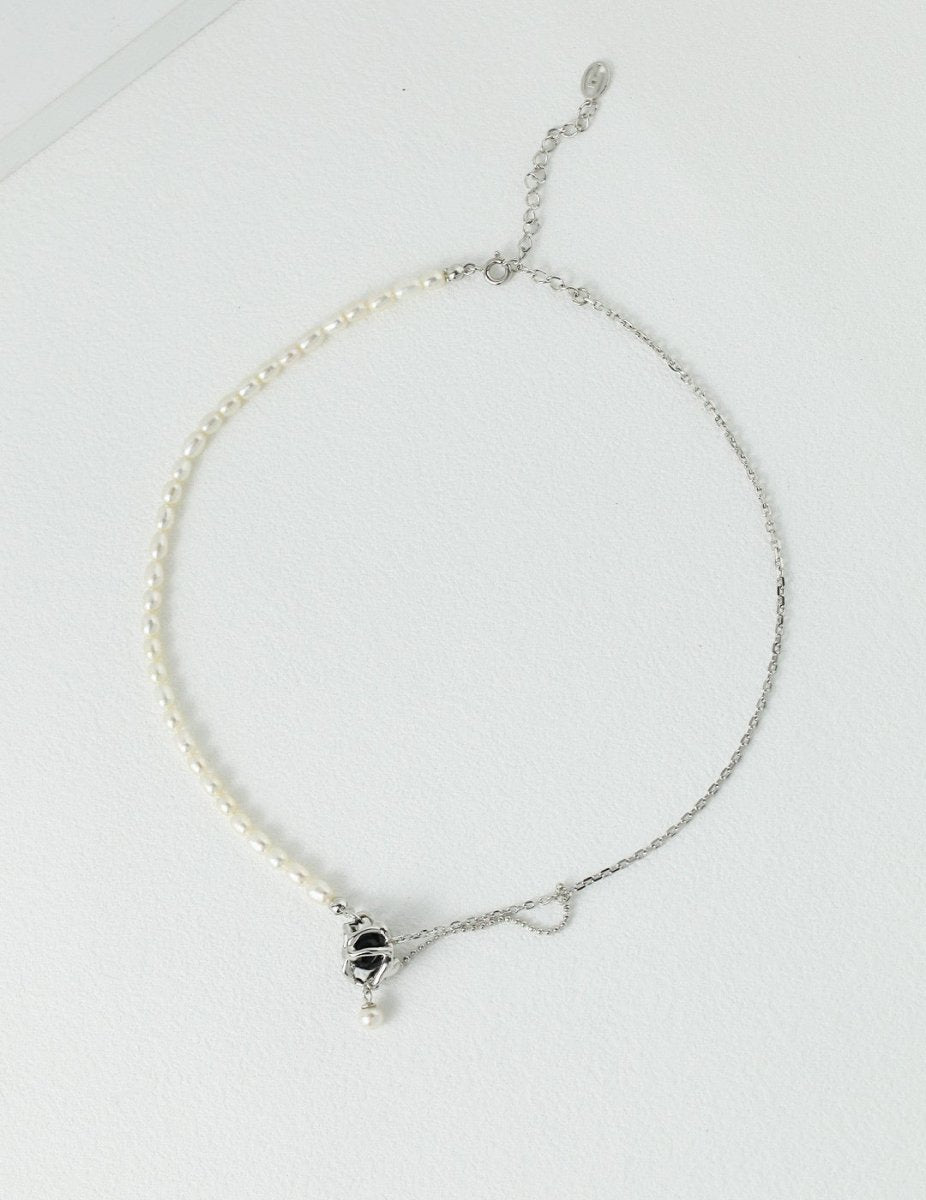 Sterling Silver and Black Gemstone Necklace | Mix Mix Style [Hot Seller]-Mix MIx Style