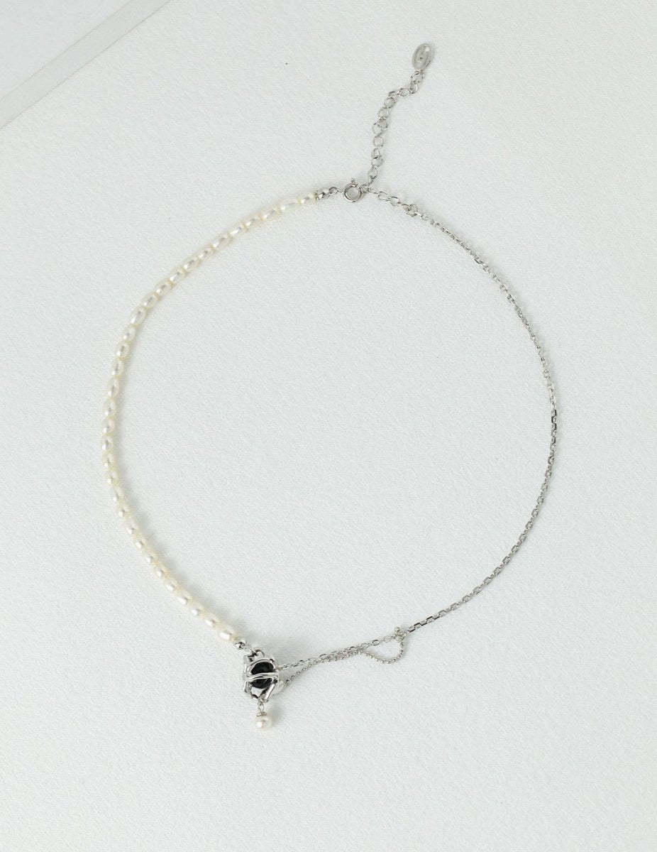 Sterling Silver and Black Gemstone Necklace | Mix Mix Style [Hot Seller]-Mix MIx Style